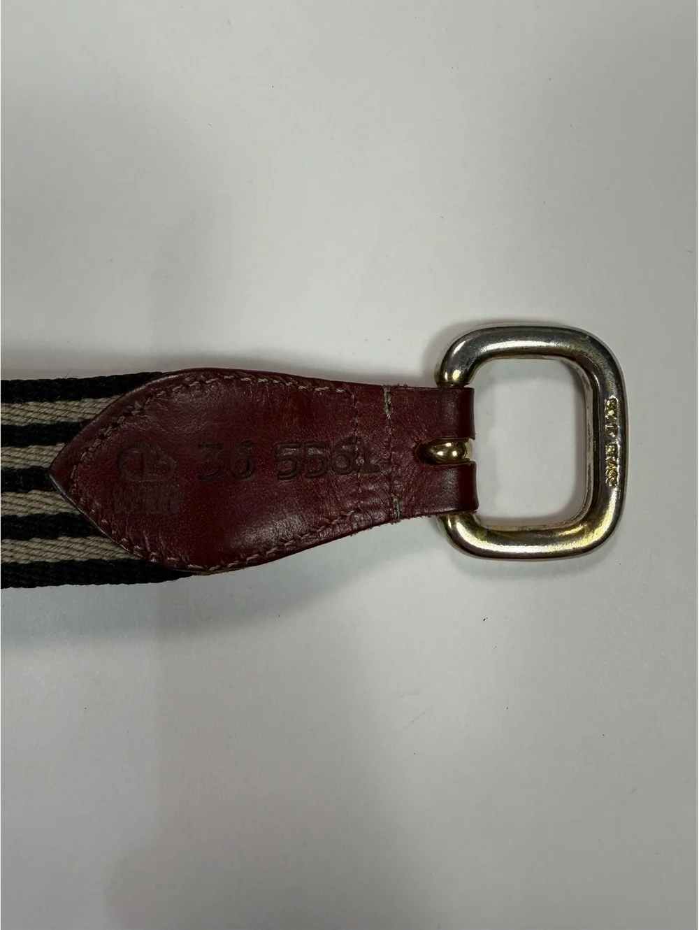 Vintage 80s Preppy Dooney & Bourke Mens 36 Black Beige Canvas Leather Web Belt